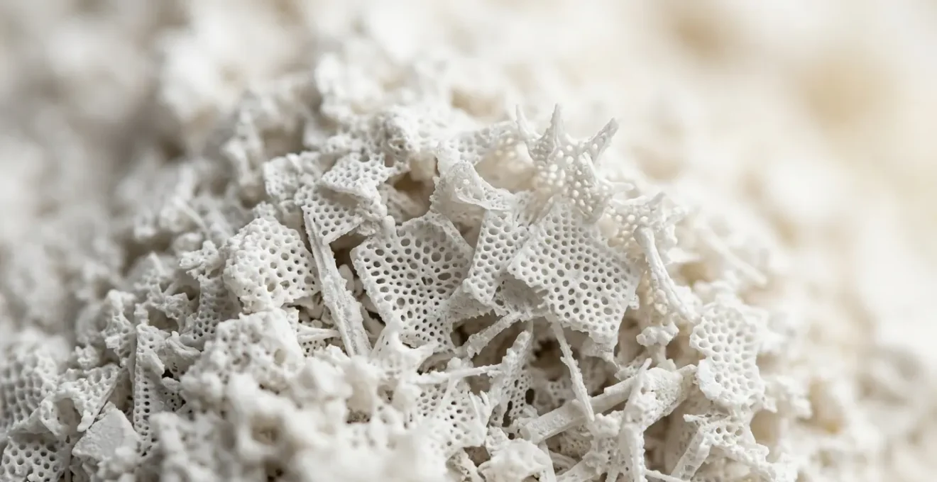 Texture minérale de silice blanche microporeuse pour soins dermatologiques