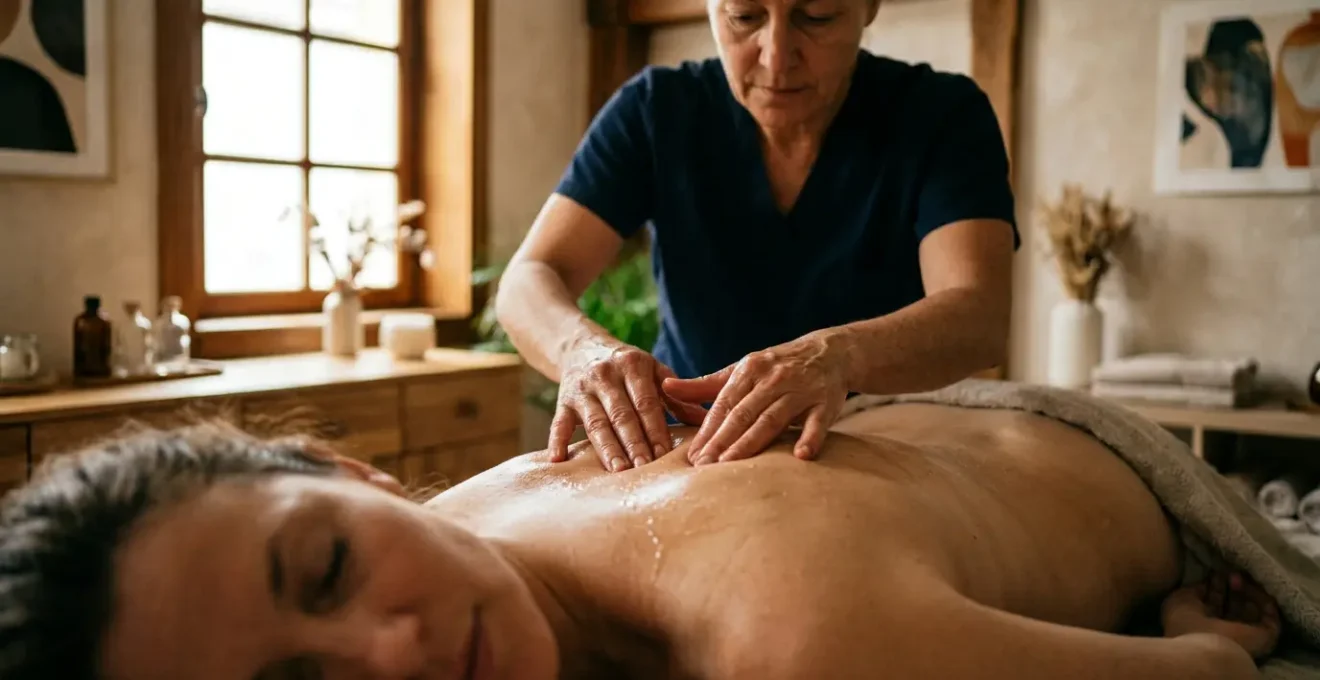 Séance de massage suédois thérapeutique pour le soulagement du mal de dos chronique dans un cabinet professionnel en France