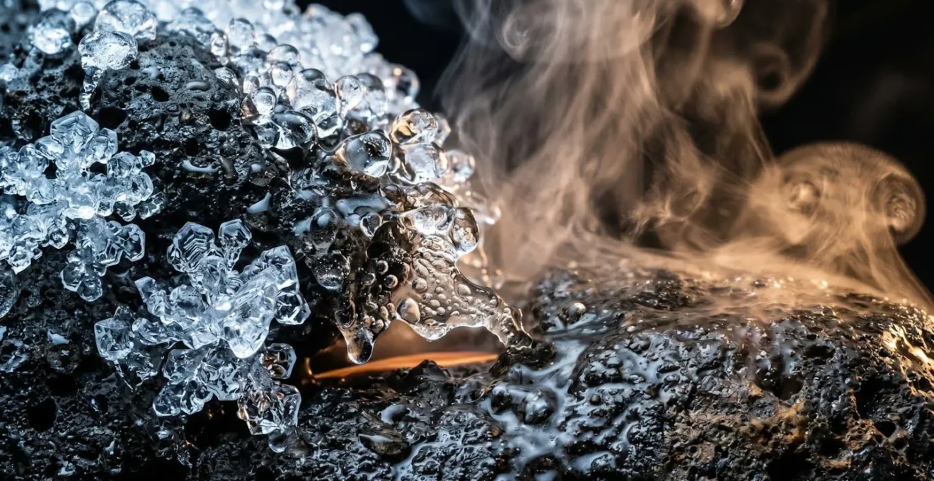 Alternance visuelle entre surfaces chaudes et froides symbolisant le contraste thermique