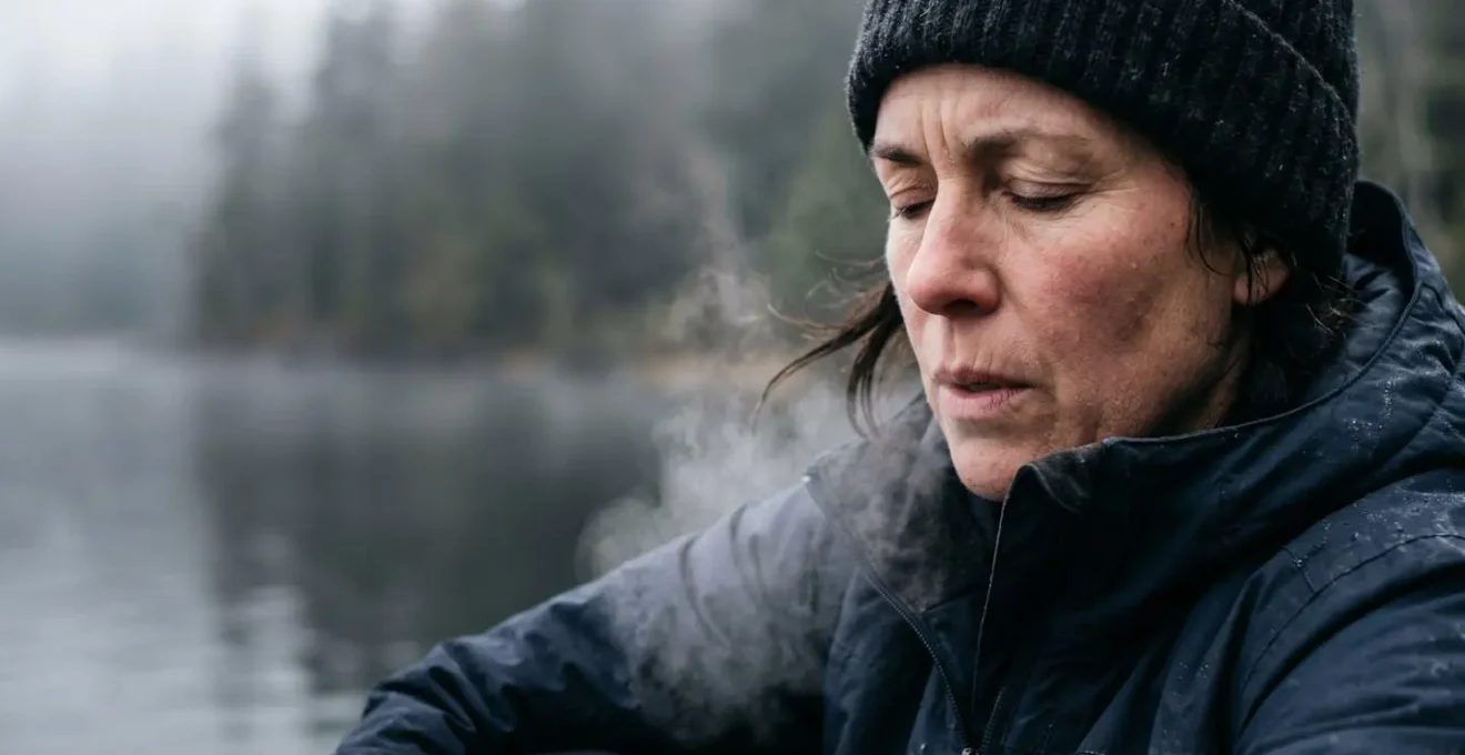 Portrait serré d'une personne pratiquant des exercices de respiration contrôlée avant l'immersion en eau froide