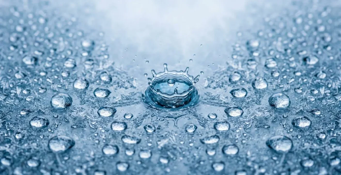 Gouttelettes d'eau froide en macro sur une surface, évoquant la thérapie par le froid