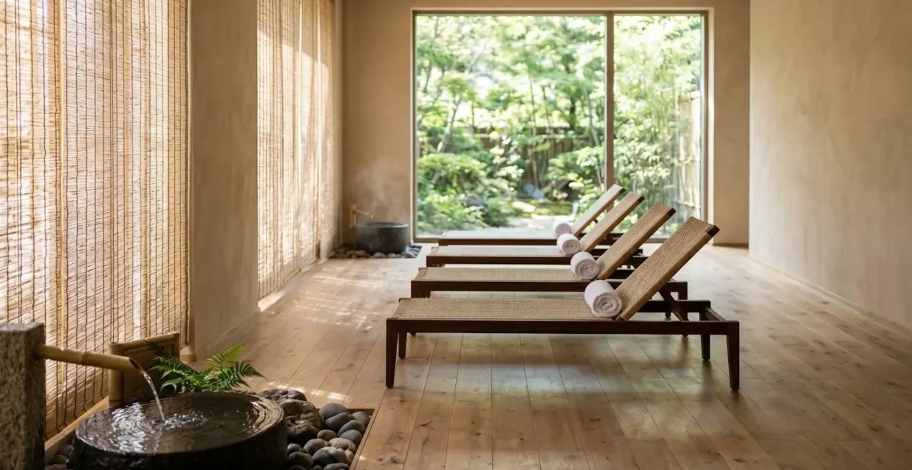 Espace de repos dans un spa avec ambiance zen et apaisante