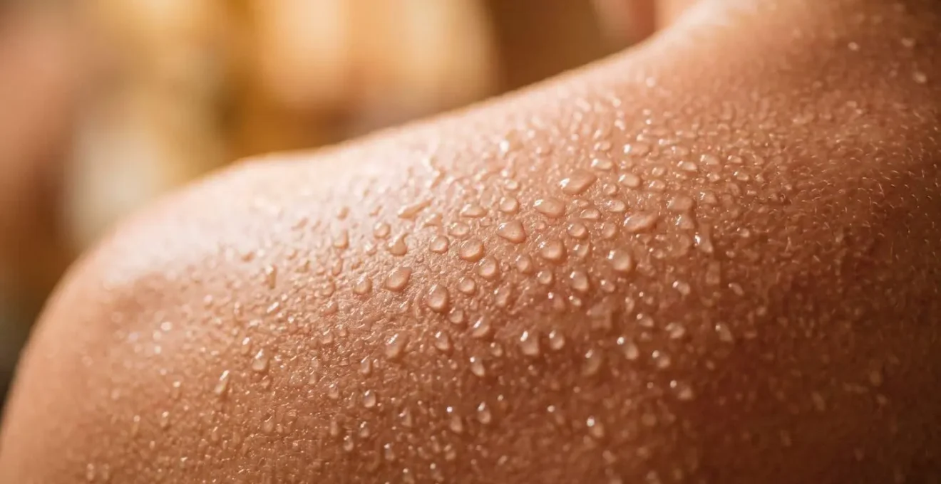 Personne détendue après séance de sauna avec expression apaisée