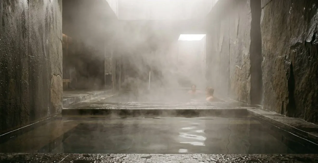 Vapeur d'eau chaude dans un environnement thermal avec effet thérapeutique